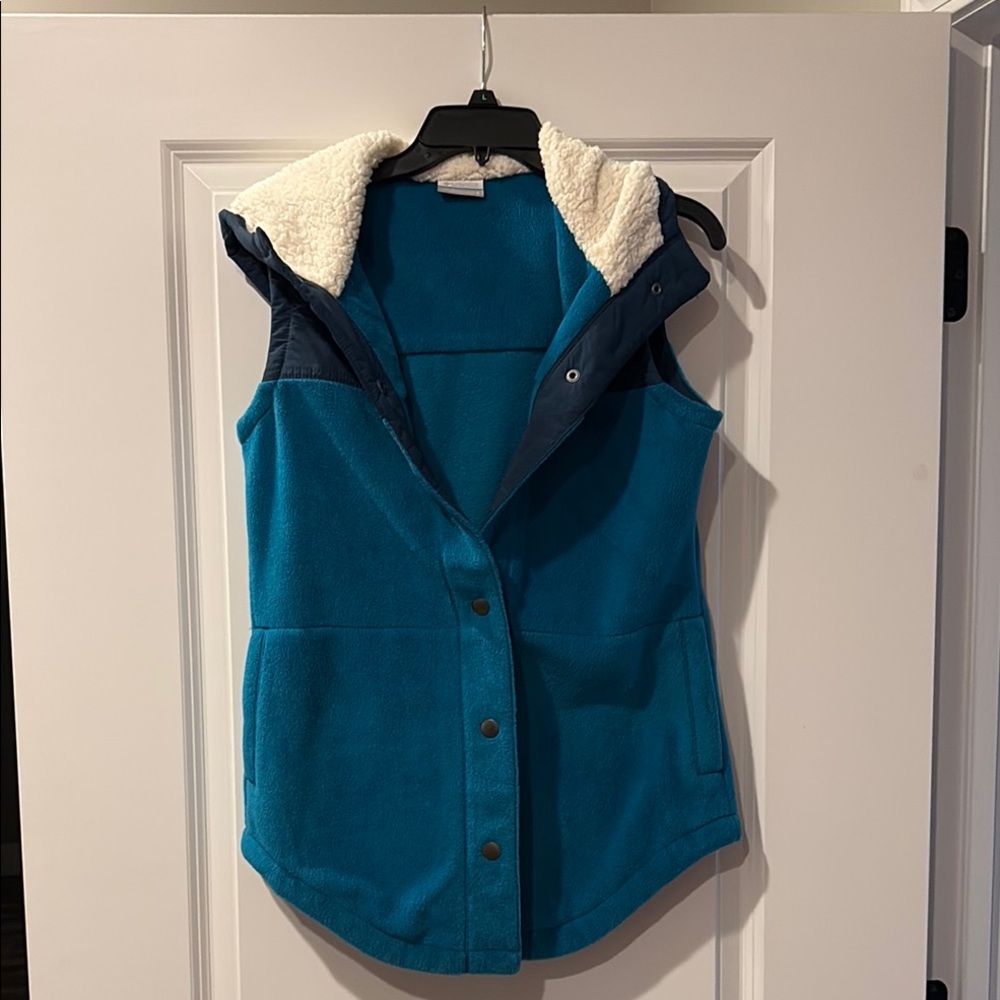 Blue Fleece Vest with Hood
